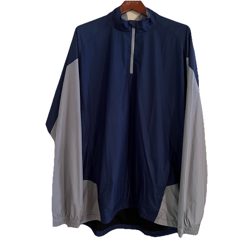 Mizuno Performance 1/4 Zip Pullover Windbreaker Men's XXL Blue Gray‎ Baseball